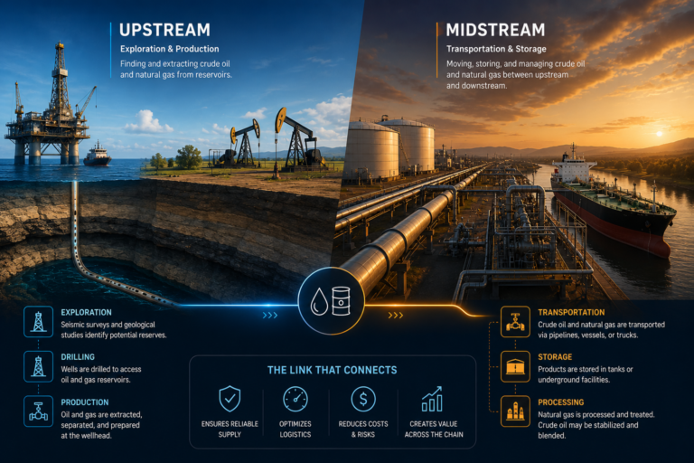 upstream and midstream in oil production in etrm